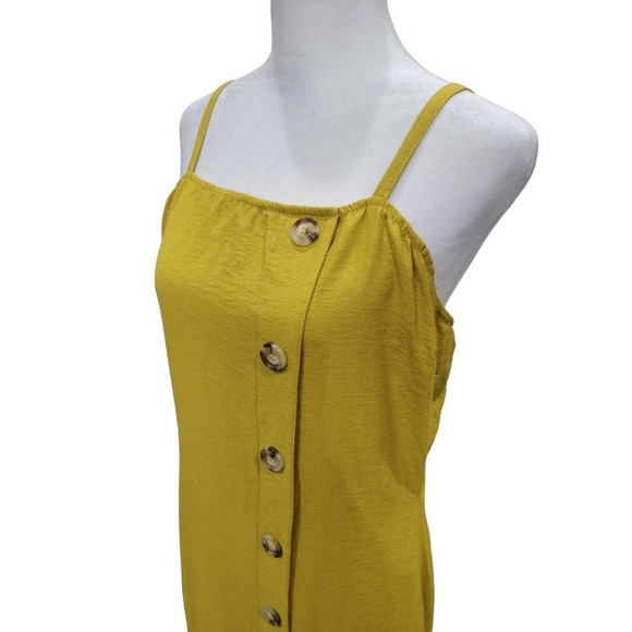 Le Lis Asymmetric Button Front Midi Dress Size Medium Yellow - Picture 9 of 9